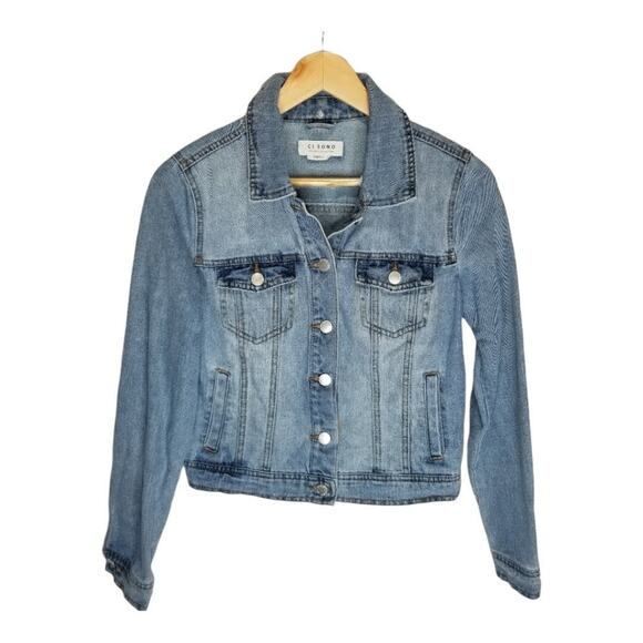 Ci Sono Jean Jacket Small Boyfriend Distressed Denim Jacket - Picture 6 of 6